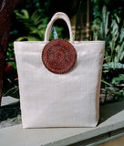 Abaca Bariw X-Large Size Handbag with Pocket Inside and Nito Design Outside - Cianna Large