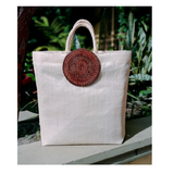 Abaca Bariw X-Large Size Handbag with Pocket Inside and Nito Design Outside - Cianna Large