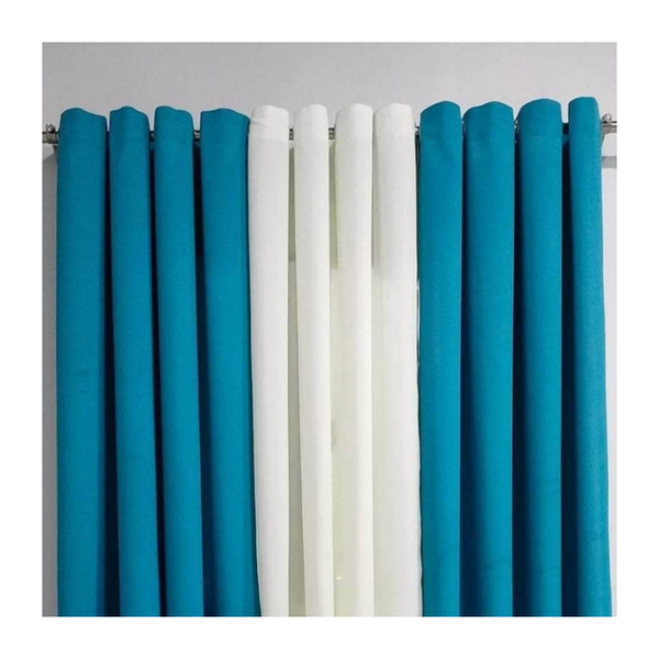 3 in 1 Plain Colored Curtain (7ft) - Blue Green