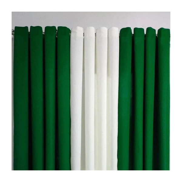 3 in 1 Plain Colored Curtain (7ft) - Green