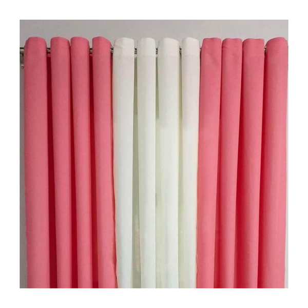 3 in 1 Plain Colored Curtain (7ft) - Pink