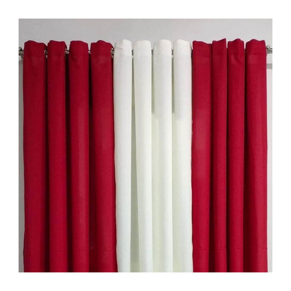 3 in 1 Plain Colored Curtain (7ft) - Red