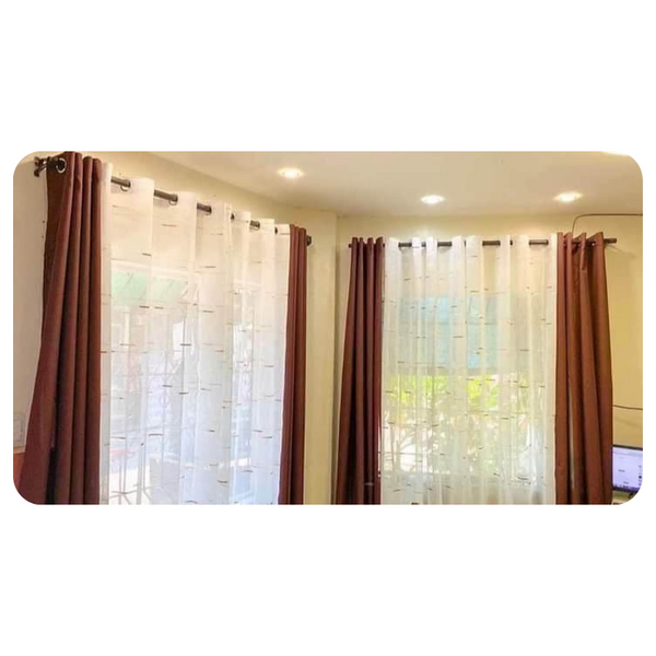 3 in 1 Linen Curtain (7ft) - Brown