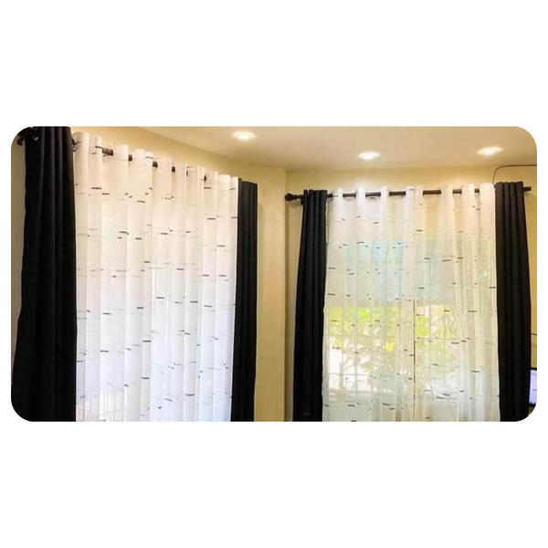 3 in 1 Linen Curtain (7ft) - Black