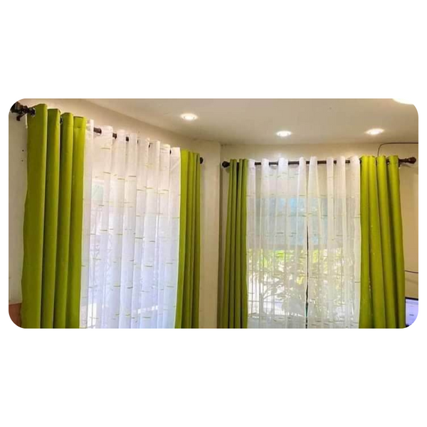 3 in 1 Linen Curtain (7ft) - Green