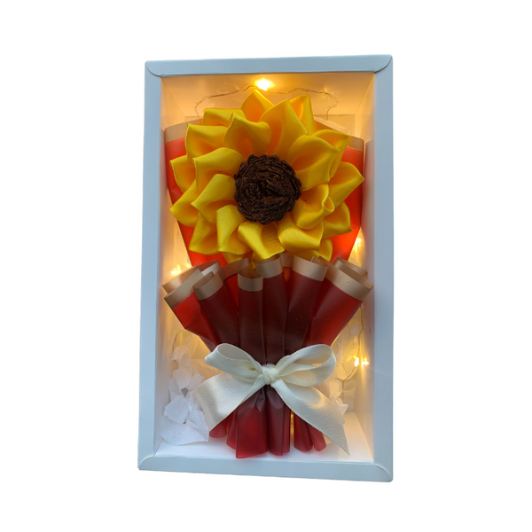 Handmade Sunflower in a Box with Fairy Lights - Design #2