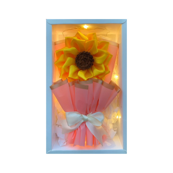 Handmade Sunflower in a Box with Fairy Lights - Design #1