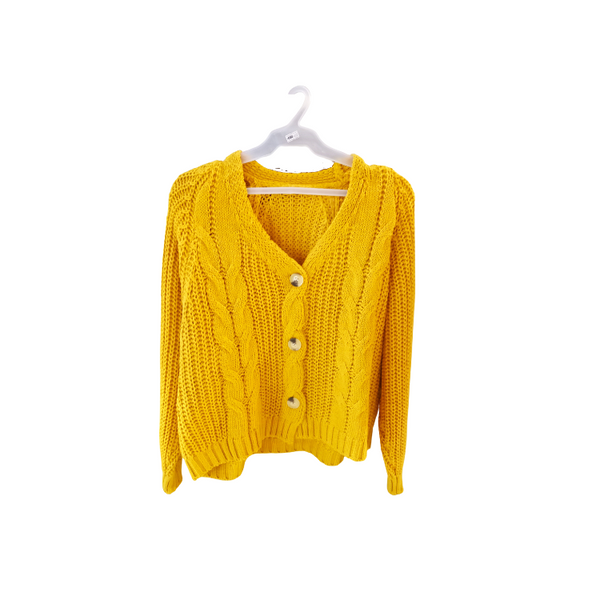 Cardigan with Buttons - Mustard