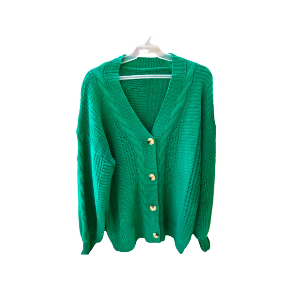 Cardigan with Buttons - Green