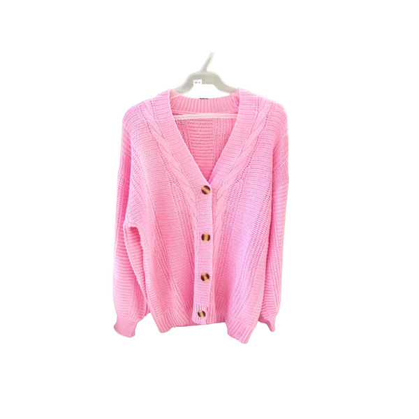 Cardigan with Buttons - Pink