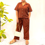 Erich Coordinates - Button Down Polo & Pants - Tan Brown