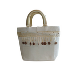 Raffia Bariw Wood Handle Hand Bag - Gabriella