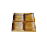 Wooden Plate With 4 Compartments Sectional Serving Dish