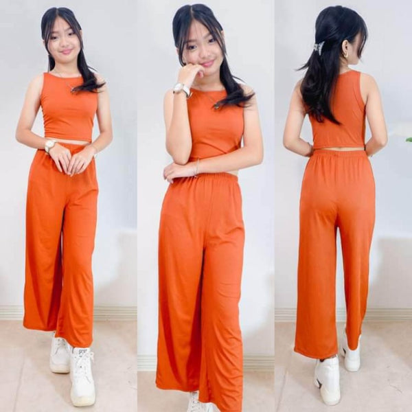 Zoey Knitted Terno Pants - Orange