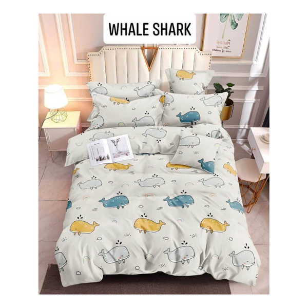 Bedsheet with Pillow Case - Double(48x75) - WHALE SHARK