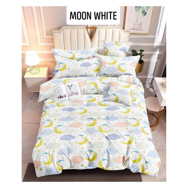 Bedsheet with Pillow Case - MOON WHITE - Double(48x75)