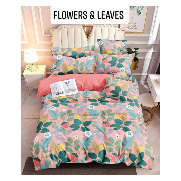 Bedsheet with Pillow Case - Family(54x75) - FLOWERS AND LEAVES