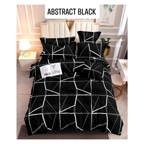 Bedsheet with Pillow Case - Double(48x75) - ABSTRACT BLACK