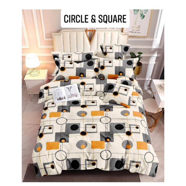 Bedsheet with Pillow Case - Double(48x75) - CIRCLE AND SQUARE