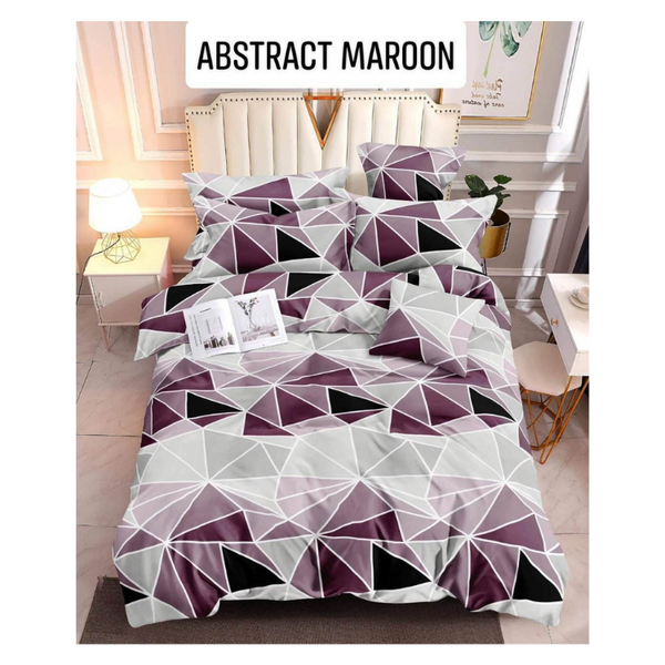 Bedsheet with Pillow Case - Double(48x75) - ABSTRACT MAROON