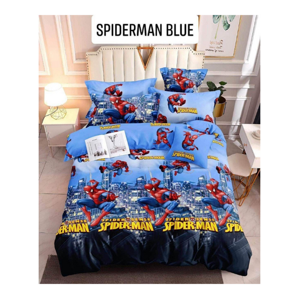 Bedsheet with Pillow Case - Family(54x75) - SPIDERMAN BLUE