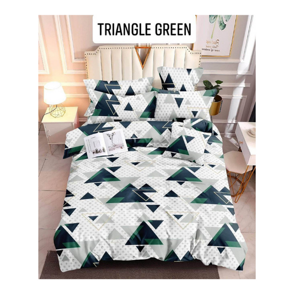 Bedsheet with Pillow Case - Family(54x75) - TRIANGLE GREEN
