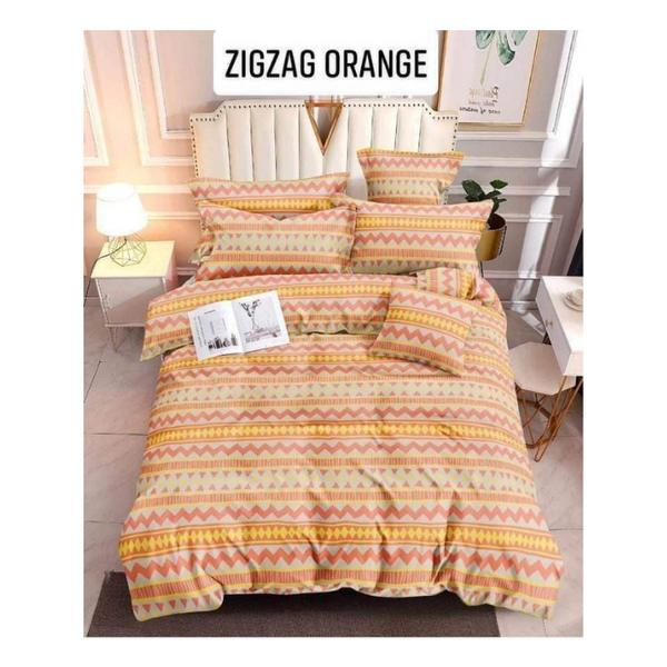 Bedsheet with Pillow Case - Double(48x75) - ZIGZAG ORANGE