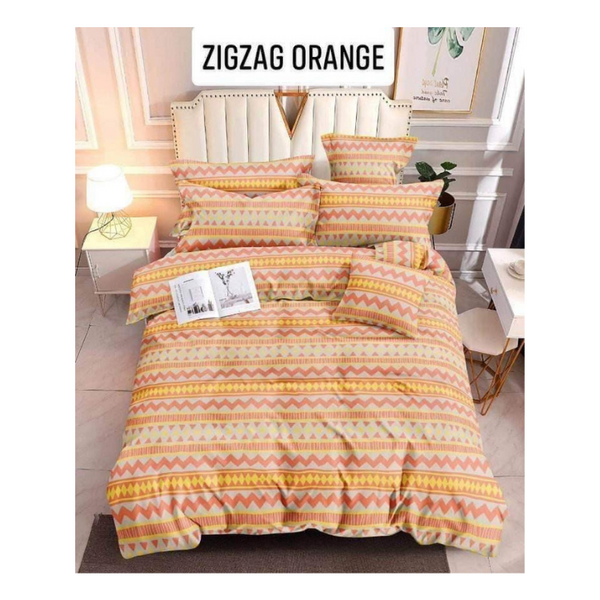 Bedsheet with Pillow Case - Family(54x75) - ZIGZAG ORANGE