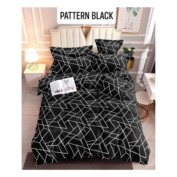 Bedsheet with Pillow Case - Double(48x75) - PATTER BLACK