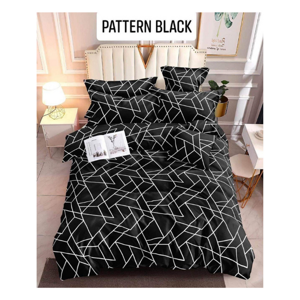 Bedsheet with Pillow Case - Family(54x75) - PATTERN BLACK