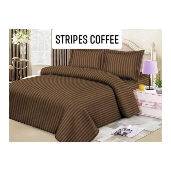 Bedsheet with Pillow Case - Family(54x75) - STRIPES COFFEE