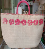 Raffia Bariw Handbag Abaca Braid Design - Picnic Bag - Pink