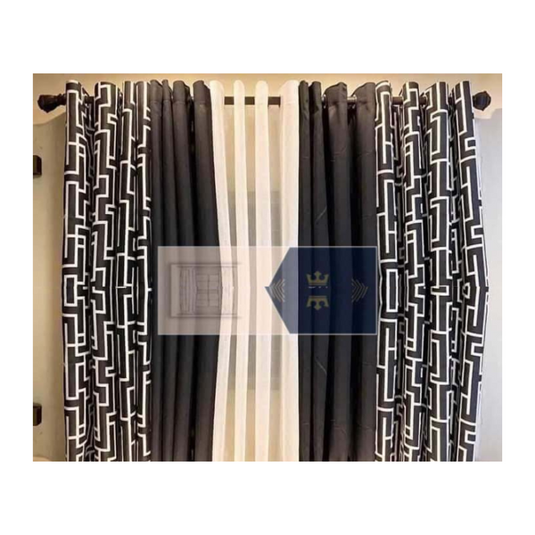 5 in 1 Curtain Set - Black and White