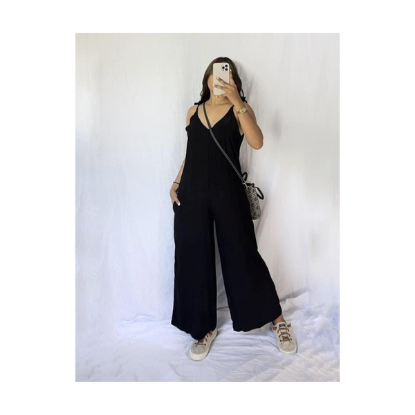 Jill Self Tie Jumpsuit - Black