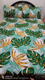 Bedsheet Single with 2 Pillow Case - Green Leaves Design