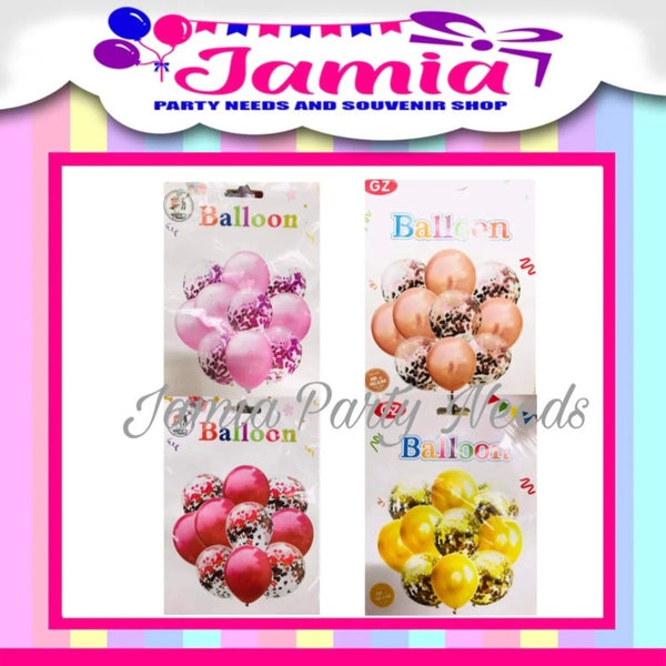 5 Bright Balloons w/ Confetti Inside - 5pcs