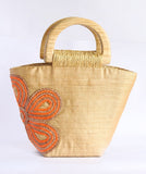 Abaca Bariw Wood Handle Handbag with abaca braided design-Leslie