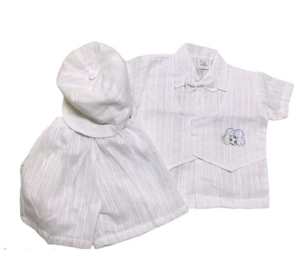 JD's Baby World - Elegant Christening polo Terno with bow  tie set - Ball Design - 3-6 months