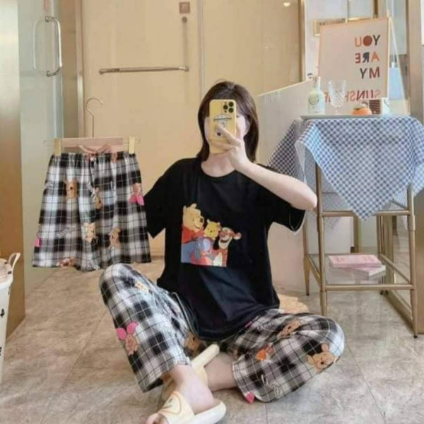 3 in 1 Sleepwear Pajama Terno - Black Winnie The Pooh Print