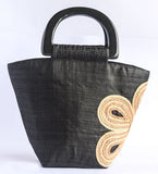 Abaca Bariw Wood Handle Handbag with abaca braided design-Leslie