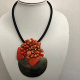 Necklace Shell with Stones - Orange