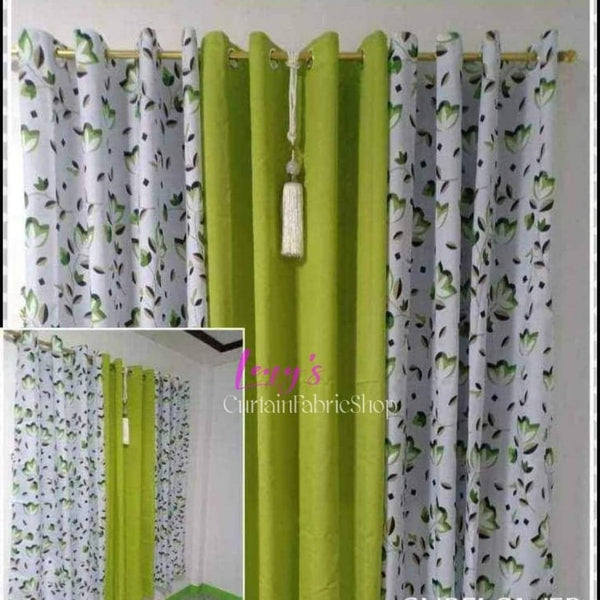 Cretona Curtain 3in1 Set 7ft 60×85 - Green