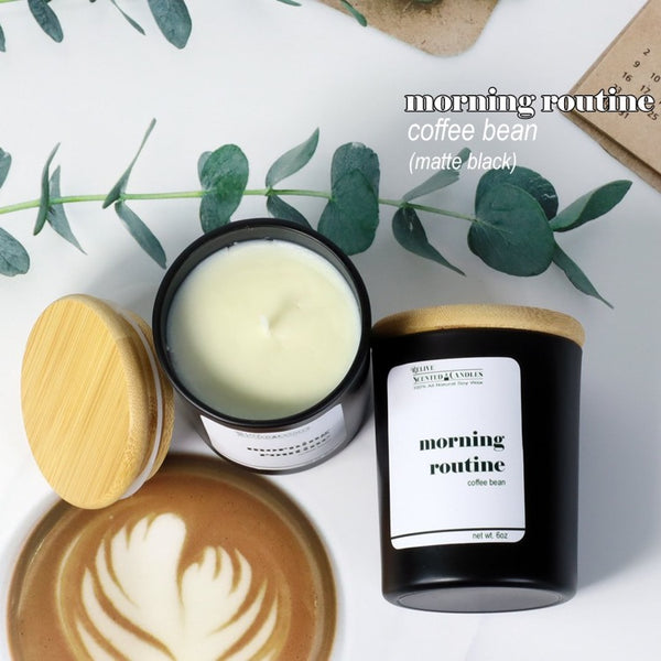 Scented Soy Wax Candle | Coffee Bean (Morning Routine) by Relive Scented Candles | Matte Black 6oz-Relive Scented Candles-ANEC Global