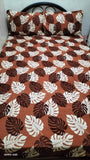 Bedsheet Single with 2 Pillow Case - Brown Leaves Design