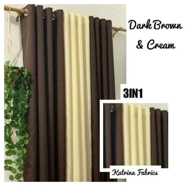 Curtain Katrina 3 in 1 - Dark Brown and Cream