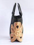 Abaca Bariw Wood Handle Handbag with abaca braided design-Leslie