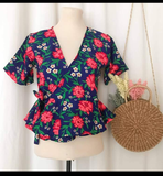 Olivia Top - Navy Blue (Floral)