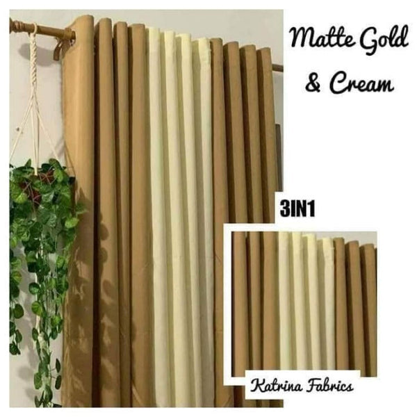 Curtain Katrina 3 in 1 - Matte Gold and Cream
