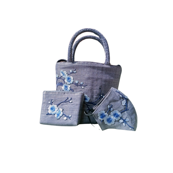 Abaca Bariw Hand Bag / Sling Bag - Blue-Gray