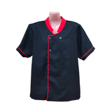 Chef Uniform Short Sleeves - Black with Red